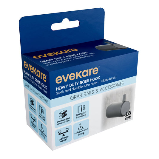 Evekare Matte Black Heavy Duty Robe Hook - 70mm x 50mm x 90mm - Durable – view 2