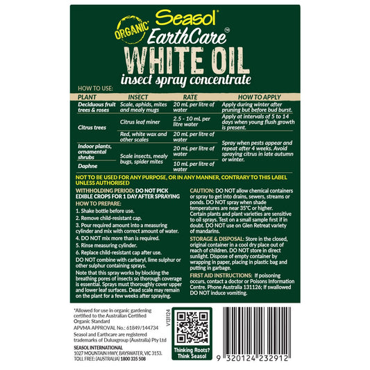 Seasol Earthcare 500ml White Oil Concentrate - Pest Control - Low Toxicity – view 2 - Auzzistore