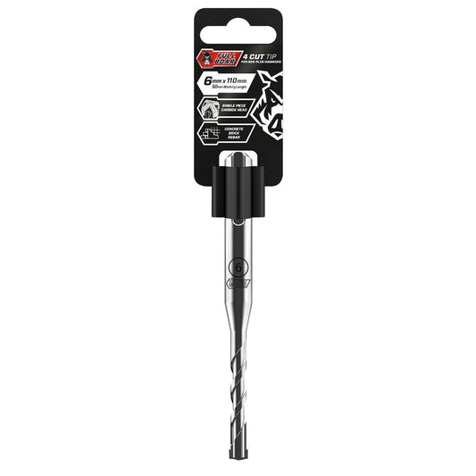 Full Boar 4 Cut Tip - 6mm x 110mm - Carbide - For Concrete & Brick - Auzzistore