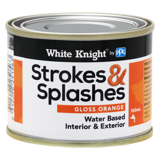White Knight Orange Strokes and Splashes Paint 100ml Water Based Quick Dry - Auzzistore