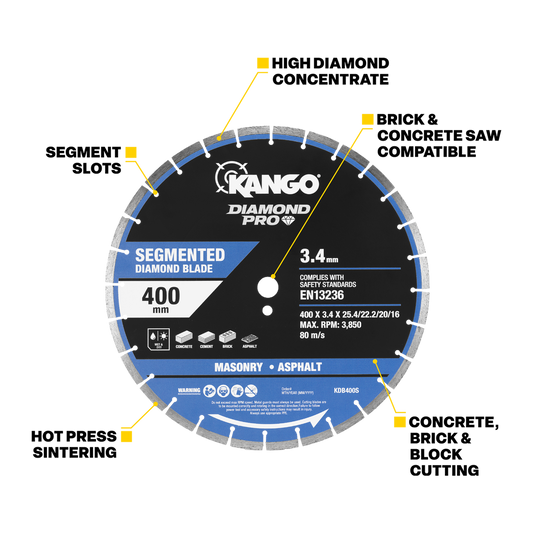 Kango 400mm Segmented Diamond Blade - Concrete, Brick, Asphalt Cutting – view 2 - Auzzistore