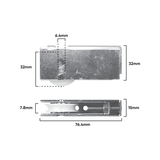 Rolltrak Adjustable Steel Carriage - 76mm x 40mm - Steel - Acetal Roller – view 2 - Auzzistore
