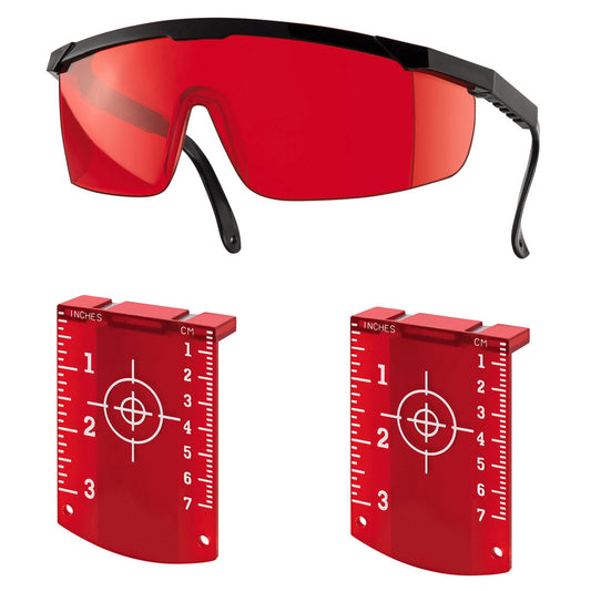Lasertec Red Laser Targets and Glasses Combo Pack - 70mm x 97mm - Plastic - Auzzistore