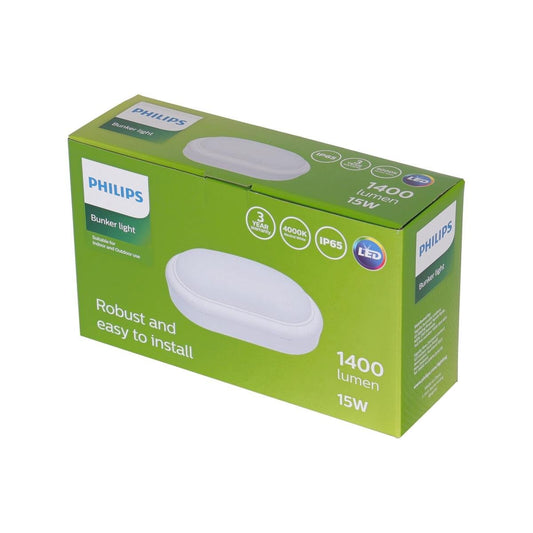 Philips Outdoor Bunker Light 15W 1000lm IP65 Weather-Resistant - Cool White