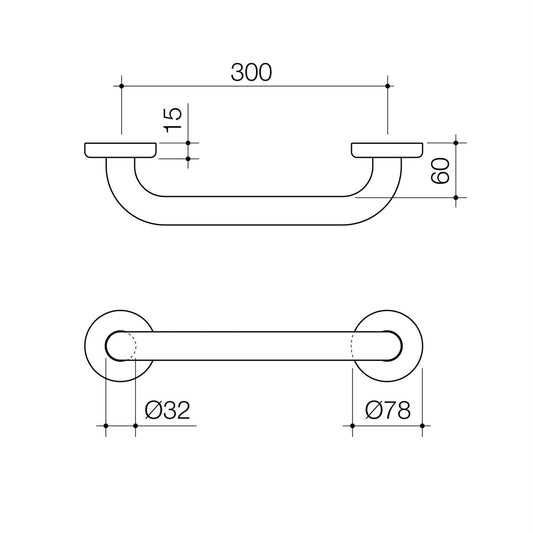 Caroma 300mm Grab Rail - Chrome Stainless Steel - 300mm - Support – view 2