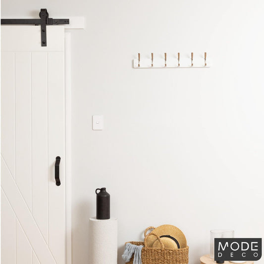 Mode Perma Products Hat And Coat Rack 6 Brushed Nickel Hooks White – view 2