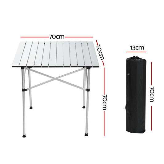 Weisshorn Folding Camping Table 70CM Roll Up Outdoor Picnic BBQ Aluminium Desk – view 2