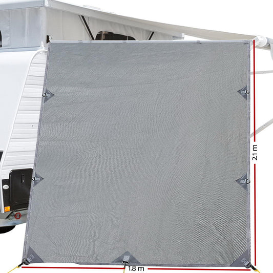 Pop Top Caravan Privacy Screen 2.1 x 1.8M Sun Shade End Wall Roll Out Awning | Auzzi Store