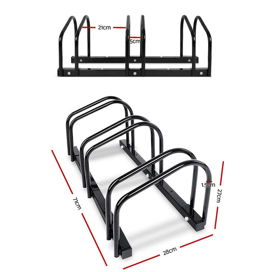 Weisshorn 3 Bike Stand Rack Bicycle Storage Floor Parking Holder Cycling Black – view 2