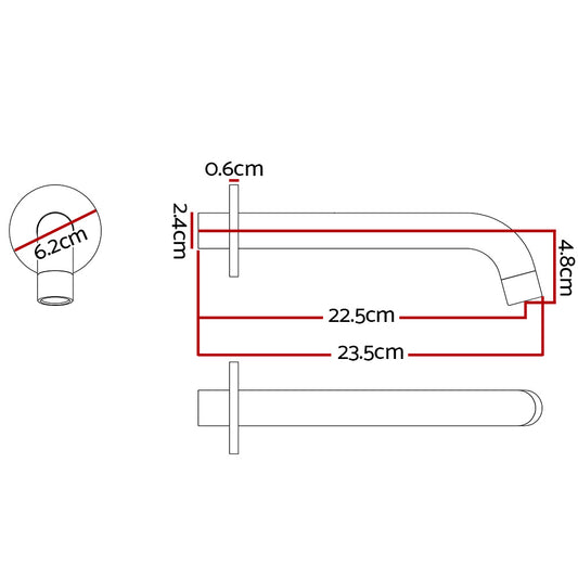 Cefito Bathroom Mixer Spout Wall Bath Tap Round Shower Bathtub Chrome – view 2