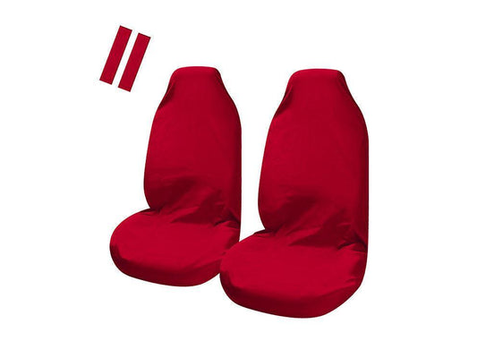 Universal Pulse Throwover Front Seat Covers - Bonus Seat Belt Buddies | Red | Auzzi Store