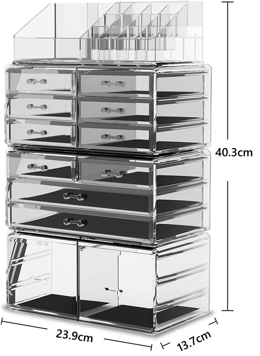 Makeup Cosmetic Organizer Storage with 12 Drawers Display Boxes (Clear) – view 2