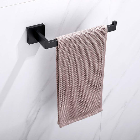 Square Hand Towel Holder Ring Wall Mounted Modern Towel Bar Bathroom Kitchen Black – view 2