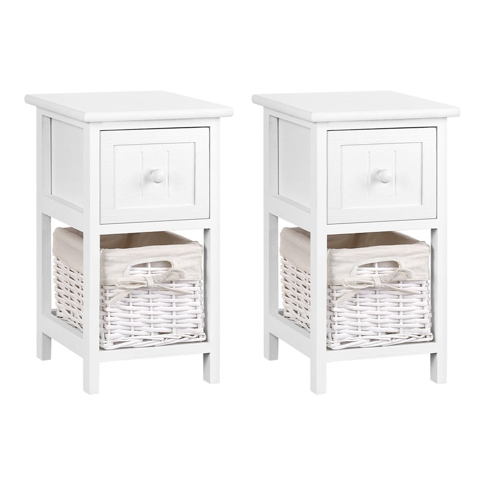 2 PCS Artiss Bedside Table - White | Auzzi Store