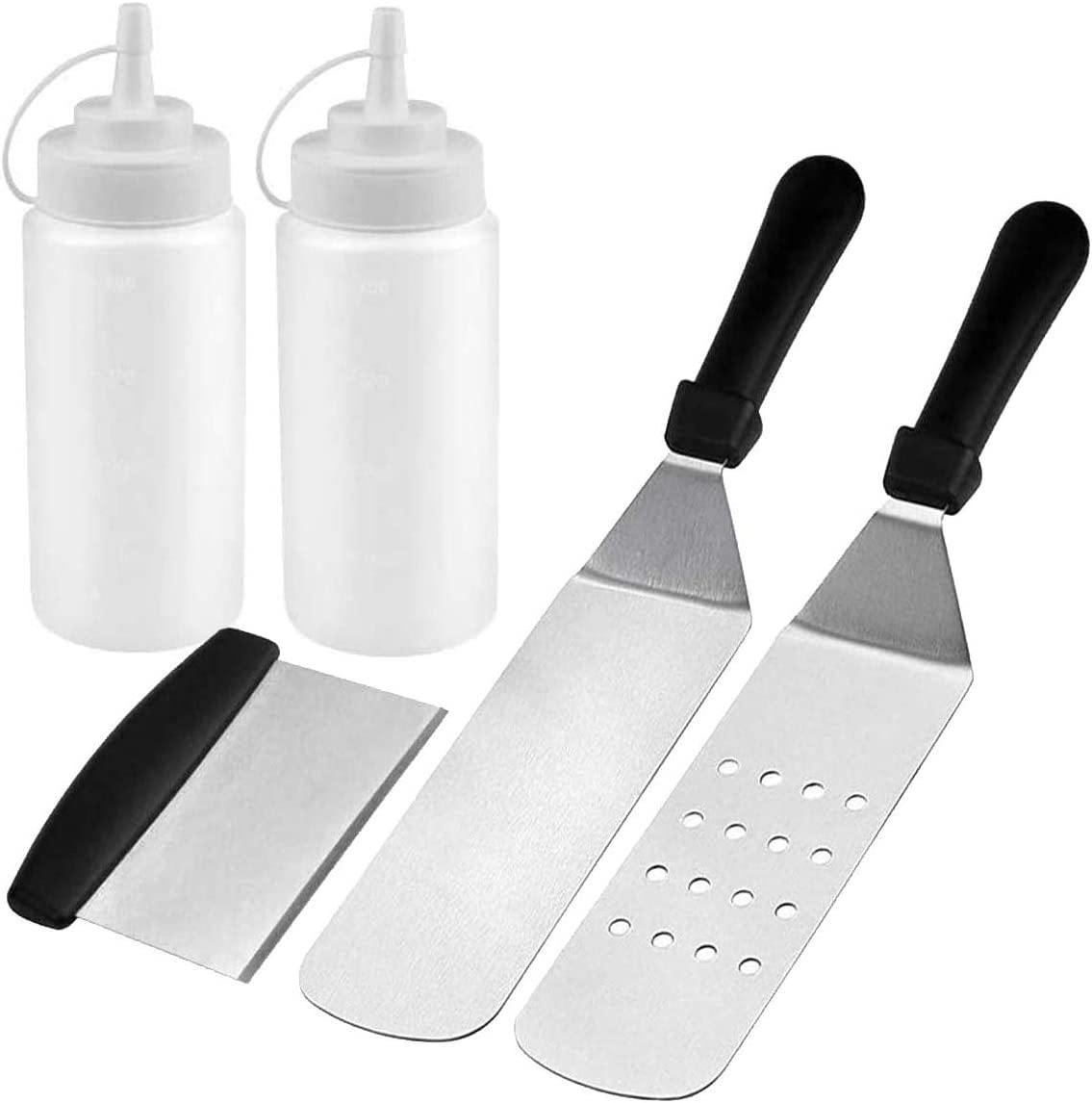 BBQ Griddle Accessories Kit with Heavy Duty Scraper Spatula Turner and Bottles (5pcs) | Auzzi Store