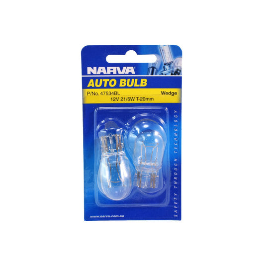 Narva 12V 21/5W T20 Incandescent Wedge Globe 2 Pack - Reliable Lighting Solution – view 2