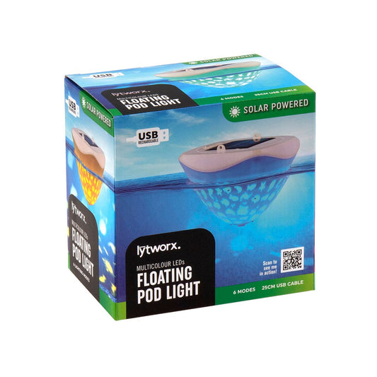Lytworx Solar Multicolour Floating Pod Light - 135mm - Water-Resistant - 6 Modes - Auzzistore
