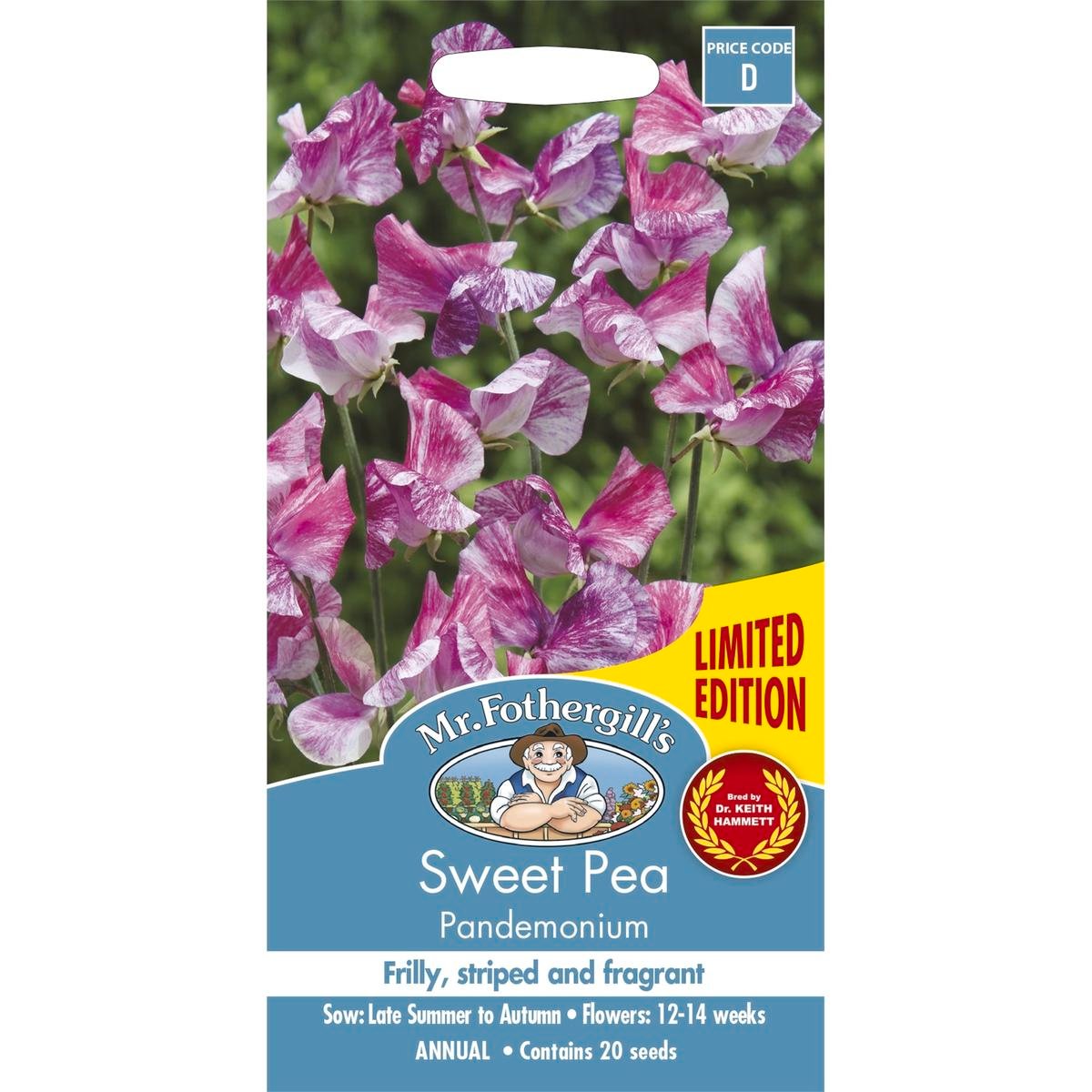 Mr Fothergill Sweet Pea Pandemonium 75mm Pot Dark Pink Scented Blooms ...