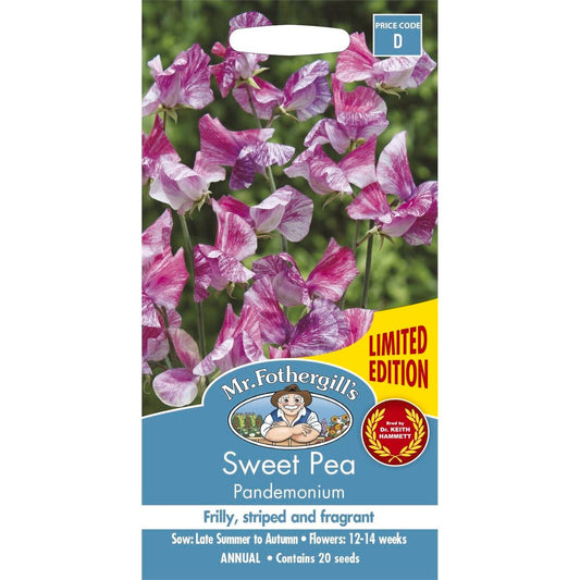 Mr Fothergill Sweet Pea Pandemonium 75mm Pot Dark Pink Scented Blooms - Auzzistore