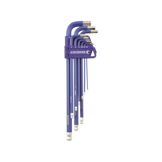Kincrome 9 Piece Metric Ball Point Hex Key Set - Chrome Vanadium Steel - Handy Storage Rack