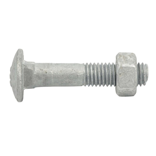 Zenith Cup Head Bolt and Nut 10x50mm Hot Dipped Galvanised Corrosion Resistant - Auzzistore