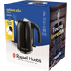 Russell Hobbs 1.7L Stainless Steel Black Kettle - 360° Base - Easy Pour