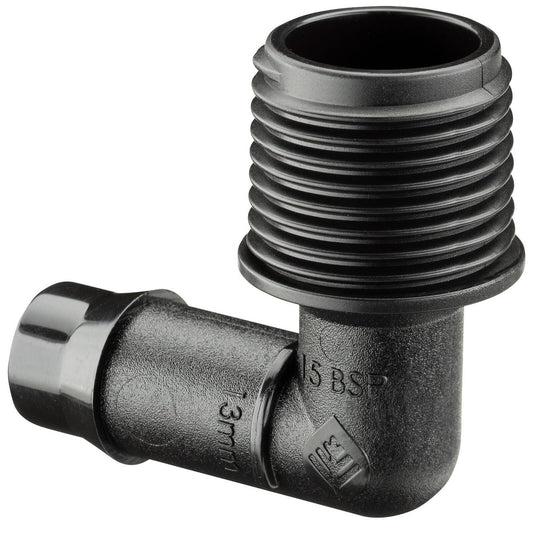 Pope 13mm Barbed x 15mm BSPM Threaded Elbow - 5 Pack - UV Stabilised - Auzzistore