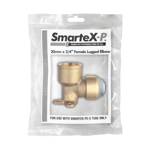 Smartex Pex Female Lugged Elbow - 20 x 20mm - Lead Free Brass - Push-Fit – view 2 - Auzzistore