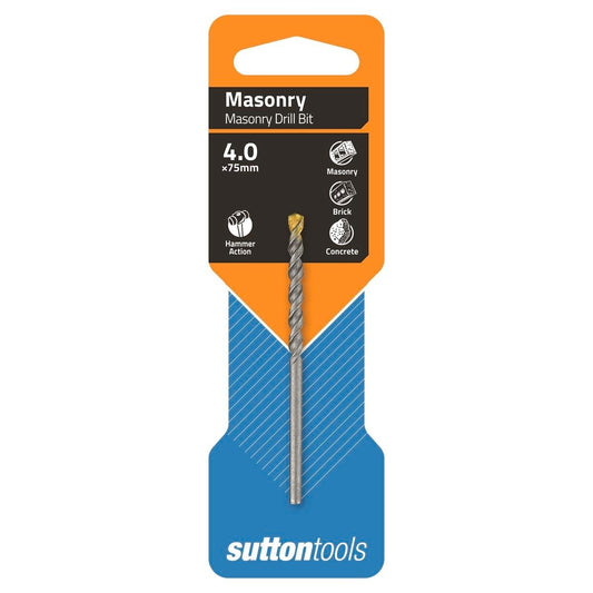 Sutton Tools Masonry Drill Bit - 4 x 75mm - Carbide Tip - Aggressive Drilling - Auzzistore