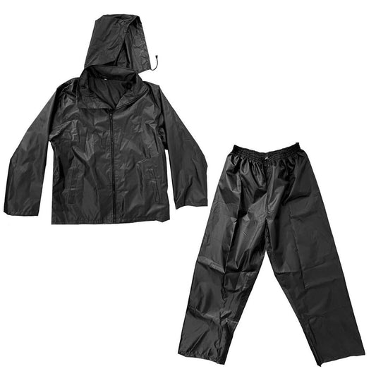 Craftright XXL Black Rain Jacket Pants Set - 5000mm Waterproof - Compact Design