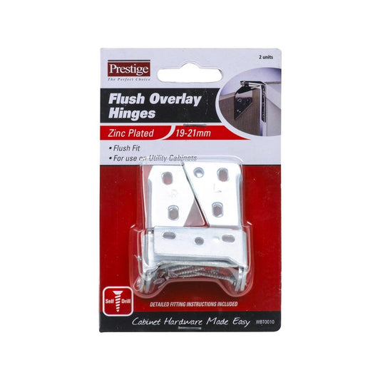 Prestige Flush Pattern Overlay Hinges 19-21mm Zinc Plated Rust Resistant