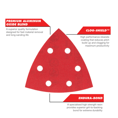 Diablo 240 Grit Abrasive Detail Sander Sheets 10 Pack - 93mm x 93mm - Red