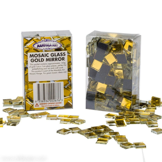 Mandala Art Gold Mirror Mosaic Glass Tiles - 10mm Glass - Easy To Use