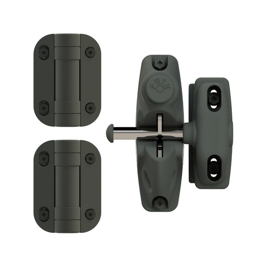 Protectoral g8safe Double Sided Gravity Latch & Hinges Gate Kit 140mm Woodland Grey - Easy Installation, Durable