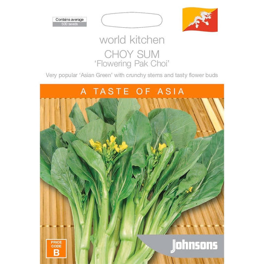 Johnsons Choy Sum Seeds - Edible Vegetable - 95mm - Crunchy Stems - Auzzistore