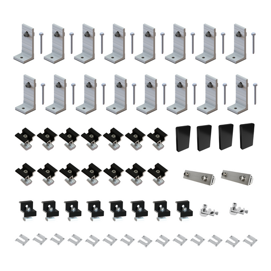 Black Tin Kit 30 35mm - Solar Panel Mounting Kit for 8 Panels - Black - Auzzistore