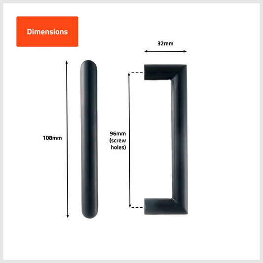 Taskmaster 96mm Black Matte Hollow Round Handle 4 Pack - Steel - 4 Pieces – view 2