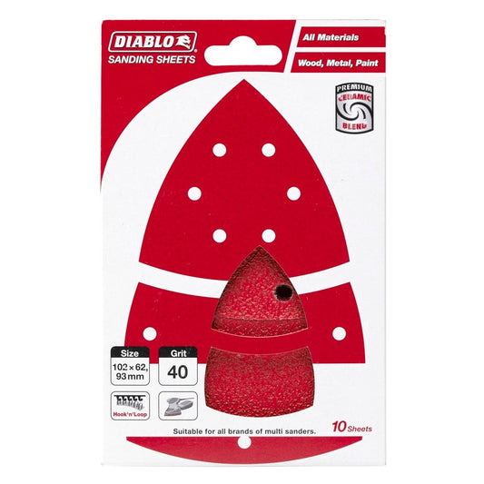 Diablo Abrasive Multi Sander Sheets 102x62mm 40 Grit 10 Pack - Auzzistore