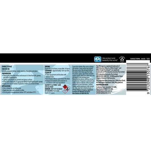 White Knight Strokes and Splashes Paint - 100ml - Silver - Oil Based - No Brush Marks – view 2 - Auzzistore