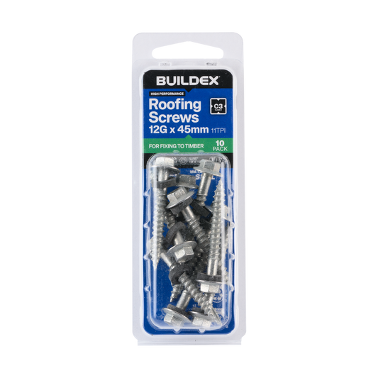 Buildex Cladding Screws 12g x 45mm - Pack of 10 - Zinc-Alloy - Type 17 - Auzzistore