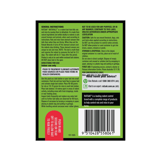 Ratsak Rodenticide Bait Pellets - 224g - Natural Ingredients - Safe for Pets – view 2 - Auzzistore