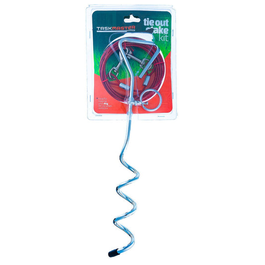 Taskmaster Tie Out Stake Kit - 4mm x 4m - Rust Resistant - Easy Twist Handle - Auzzistore