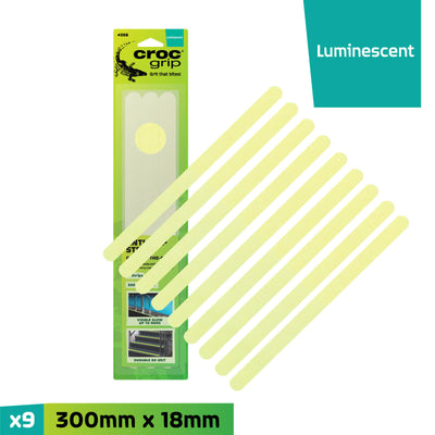 Croc Grip Glow-in-the-Dark Anti-Slip Grit Strips 300mm x 18mm 9 Pack