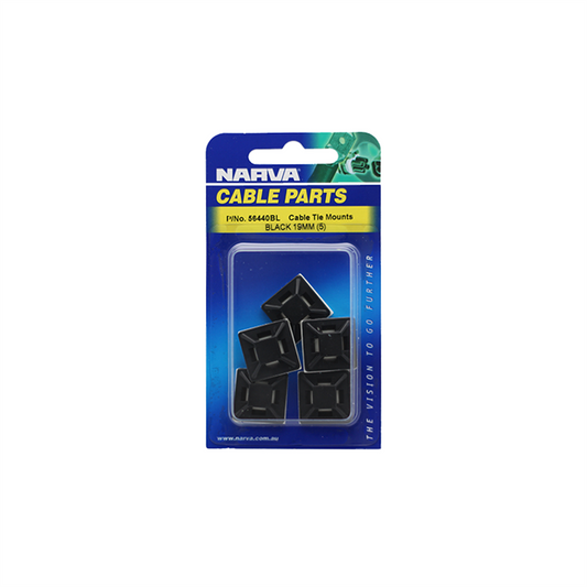Narva Cable Tie Mount 19x19mm Black UV Resistant 5 Pack Durable
