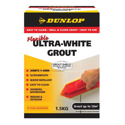 Dunlop Ultra White Grout - 1.5kg - Portland Cement - Anti Bacterial