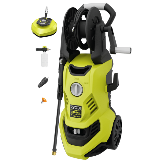 Ryobi 2465 PSI High Pressure Washer - 7L/min - 600ml Foam Bottle - 15° Nozzle - Auzzistore