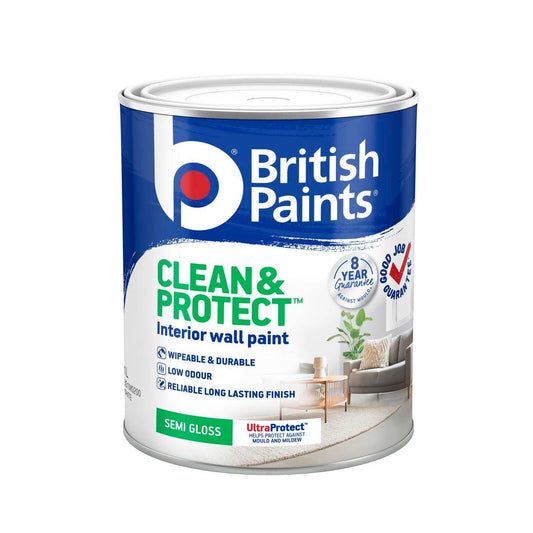British Paints 2L Semi Gloss White Interior Paint - Wipeable Finish - 8-Year Mould Guarantee - Auzzistore