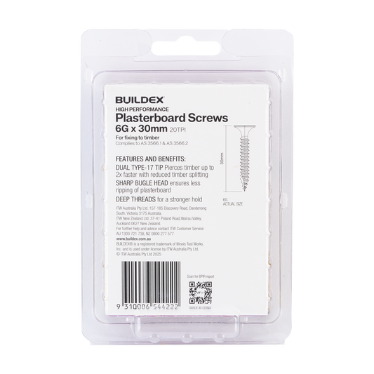 Buildex Plasterboard Screws - 6g x 30mm Gold Passivated - Dual Type 17 Tip - 100 Pack – view 2 - Auzzistore