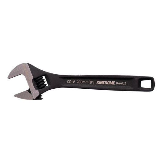 Kincrome Adjustable Wrench 200mm 8 - Chrome Vanadium Steel - 24mm Jaw Opening - Corrosion-Resistant Black Finish