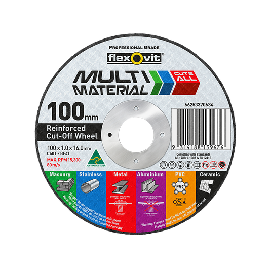 Flexovit Cut Off Wheel - 100mm x 1mm - Silicone Carbide - Versatile - Auzzistore